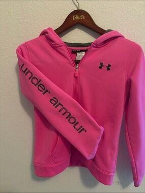 Under Armour Girls Hot Pink Full-Zip Hoodie with Logo
